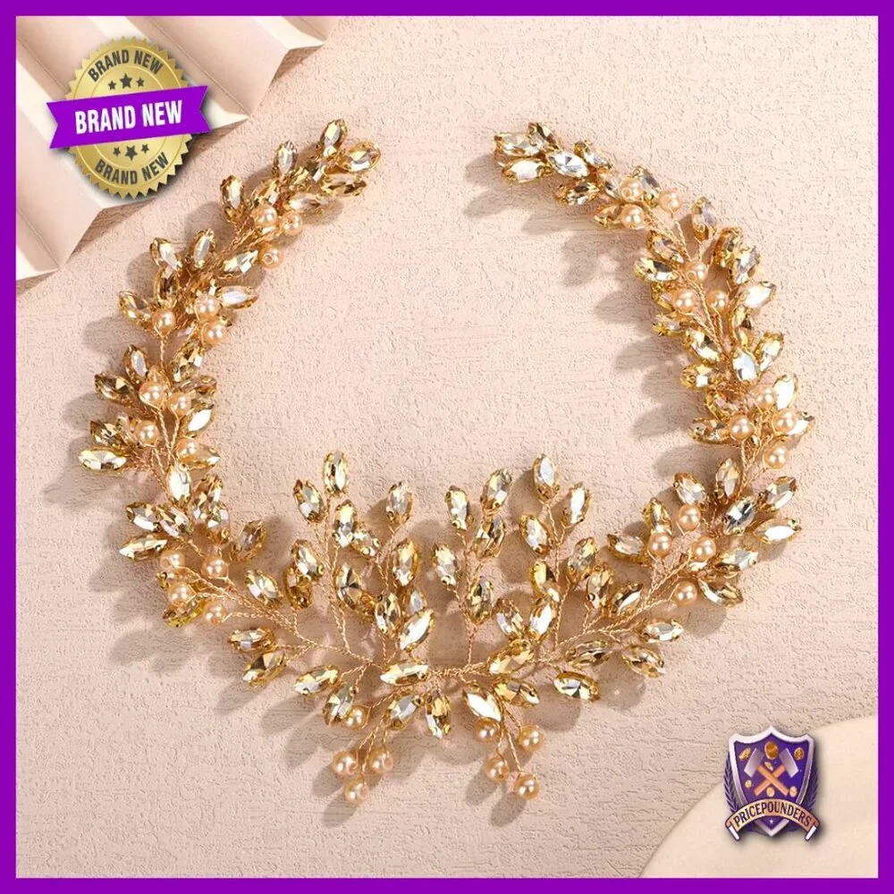 Handmade Crystal Pearl Hair Vine Headband Wedding Bridal Accessory